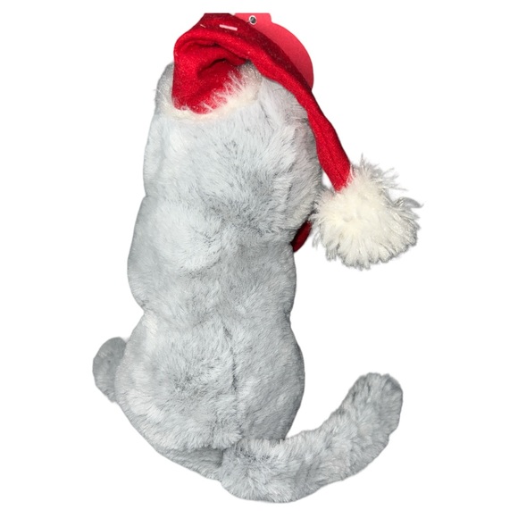 Pier 1 Imports Christmas Milo the Cat Plush Gray Kitty Toy w Santa Hat NWT - Picture 4 of 8